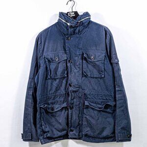 J Crew NX-631 Military Field Jacket Hooded Distressed Large Y2K Army Streetwear